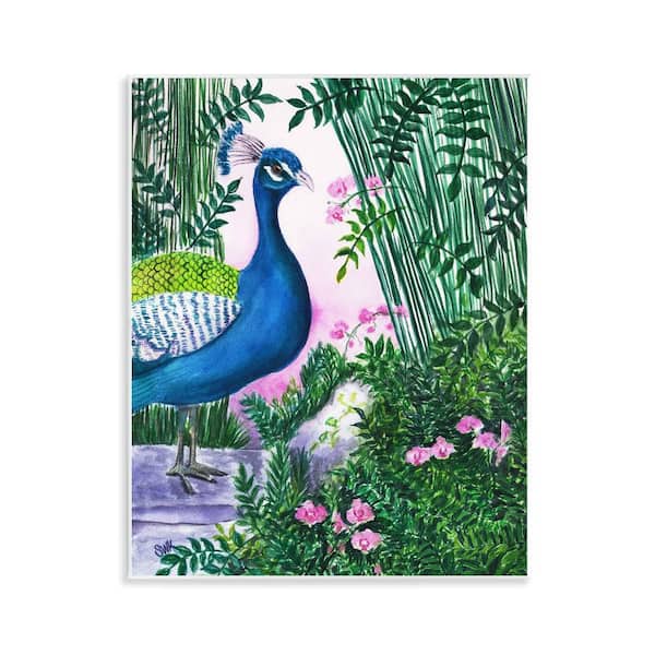 Peacock in Pink by Sarah Waldron Kimball 1 Piece Unframed Animal Graphic Art Print 14 in. x 11 in.