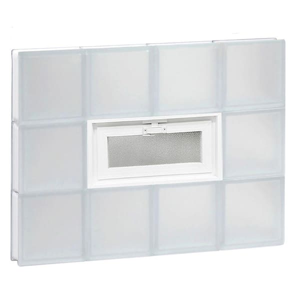 Clearly Secure 31 in. x 23.25 in. x 3.125 in. Frameless Vented Frosted Glass Block Window