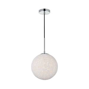 Timeless Home Malaki 1-Light Pendant in Chrome and White with 9.8 in. W x 9.8 in. H Shade