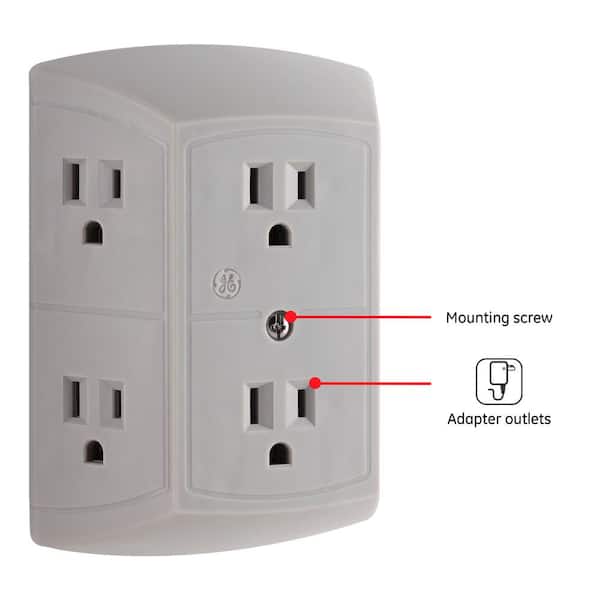 4 Pack 6 Outlet Wall Tap Grounding Power Adapter UL 