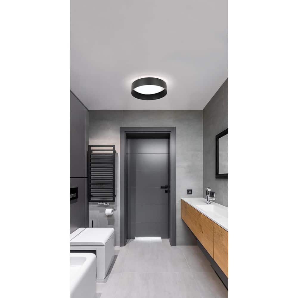 Ester 14-Inch Structured Black LED Flush Mount Ceiling Light
