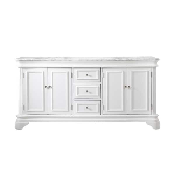 Unbranded Timeless Home 72 in.W x 21.5 in.D x 35 in.H Double Bath Vanity in White with Marble Vanity Top in White with White Basin