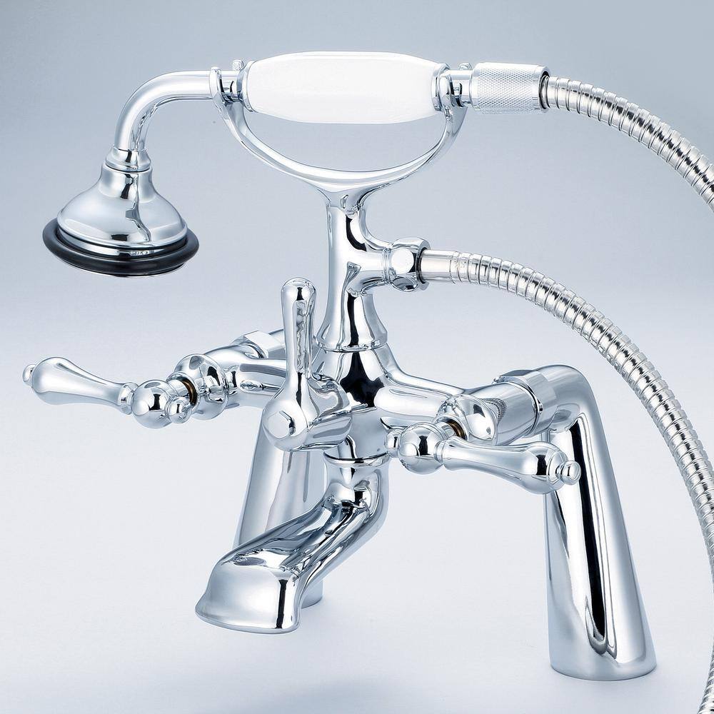 Elegant Chrome Vintage 7" Deck Mount Tub Faucet with Handheld Shower