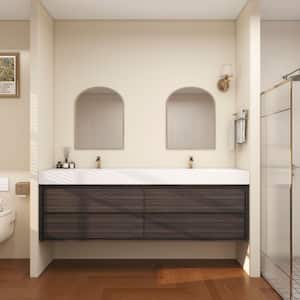 Ziyudura 36 in. Single Sink Floating Curved Edge Natural Bath
