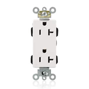 Leviton 20 Amp Industrial Grade Heavy Duty Self Grounding Duplex Outlet,  White R72-05352-0WS - The Home Depot