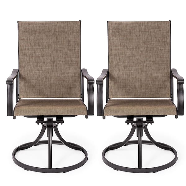 2-Piece Swivel Textilene Metal Outdoor Patio Dining Chairs