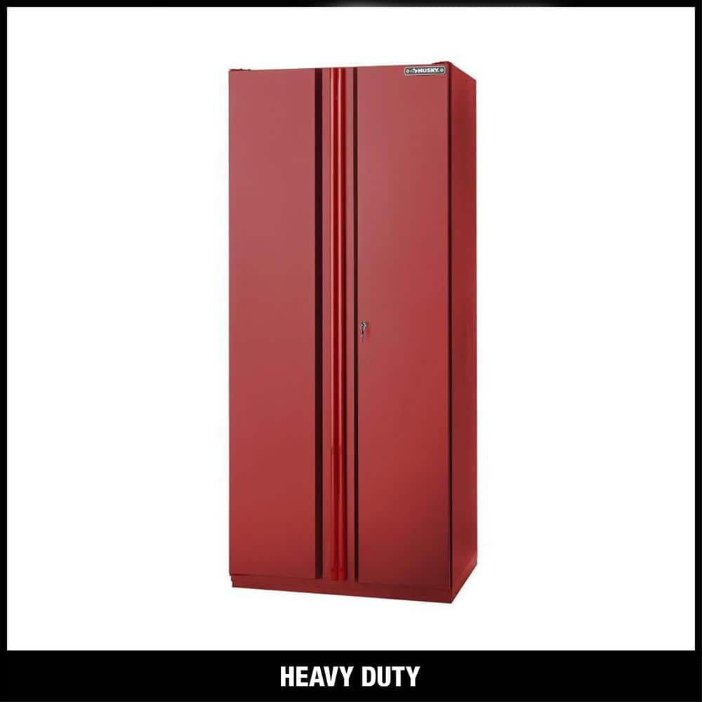 Husky Heavy Duty Welded 20-Gauge Steel Freestanding Garage Cabinet in Red (36 in. W x 81 in. H x 24 in. D)