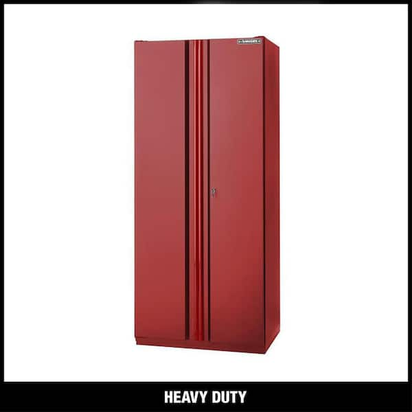 Heavy Duty Welded 2-Shelf 20-Gauge Steel Freestanding Garage Storage Cabinet in Red (36 in. W x 81 in. H x 24 in. D)