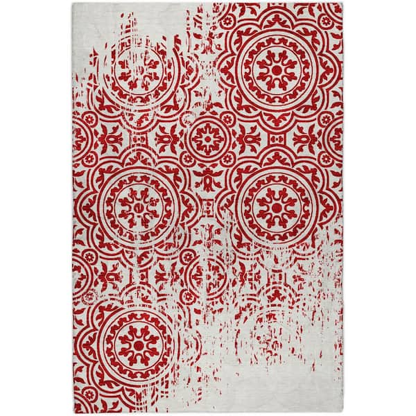 Dream Shag Premium Machine Washable Abstract ADS758 Red 10 ft. x 14 ft. Area Rug