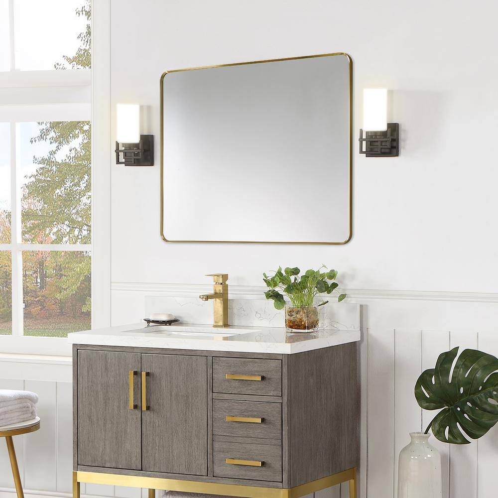 Nettuno 36" Gold and Silver Rectangular Bathroom Vanity Mirror