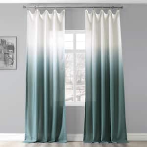 Ombre Aqua Ombre Rod Pocket Sheer Curtain - 50 in. W x 84 in. L (1 Panel)