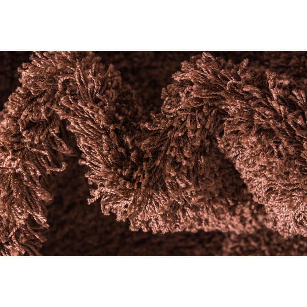 8' x 10' Brown Rectangular Solid Shag Synthetic Rug