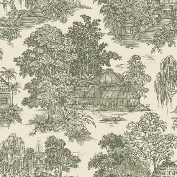 Osterley Toile Green Non-Pasted Wallpaper (Covers 56 sq. ft.)