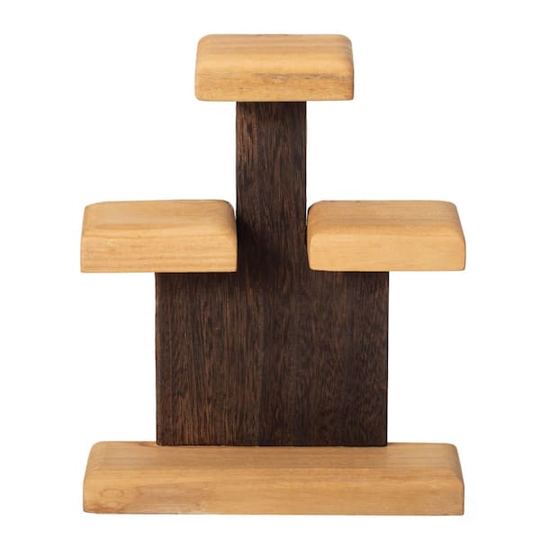Vintiquewise 3-Tier Jewelry Stand for Necklaces, Bracelets, Watches, Rings and Earrings with Wood Base, 8.5 In. W x 10.5 In. H, Brown