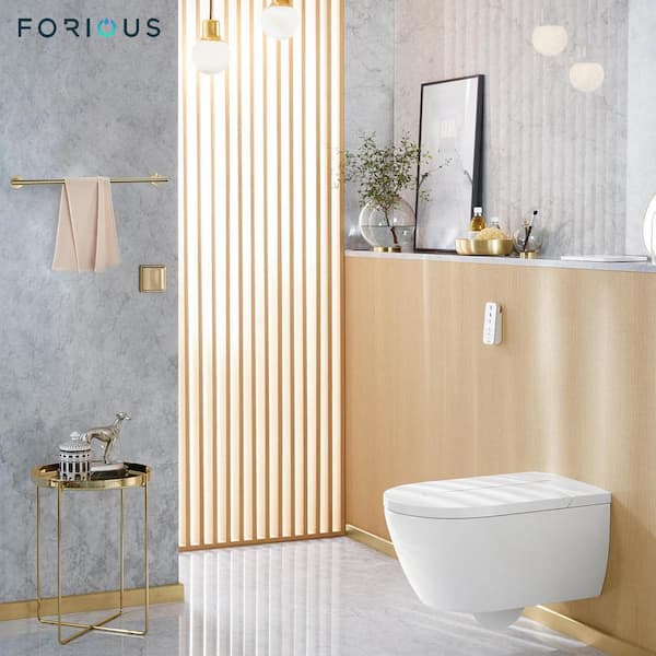 FORIOUS Wall Mount Post Toilet Paper Holder in Gold HH12401G