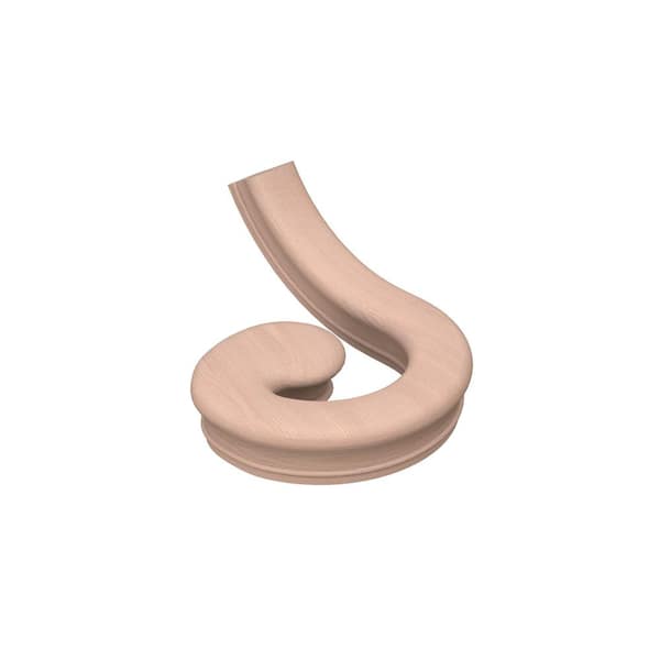 Stair Parts 7230 Unfinished Red Oak Left-Hand Volute Handrail Fitting