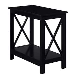 Oxford 12 in. W Black Standard Height Chairside Rectangle Wood Top End Table with Shelf