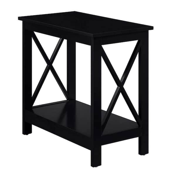 Convenience Concepts Oxford 12 in. W Black Standard Height Chairside Rectangle Wood Top End Table with Shelf