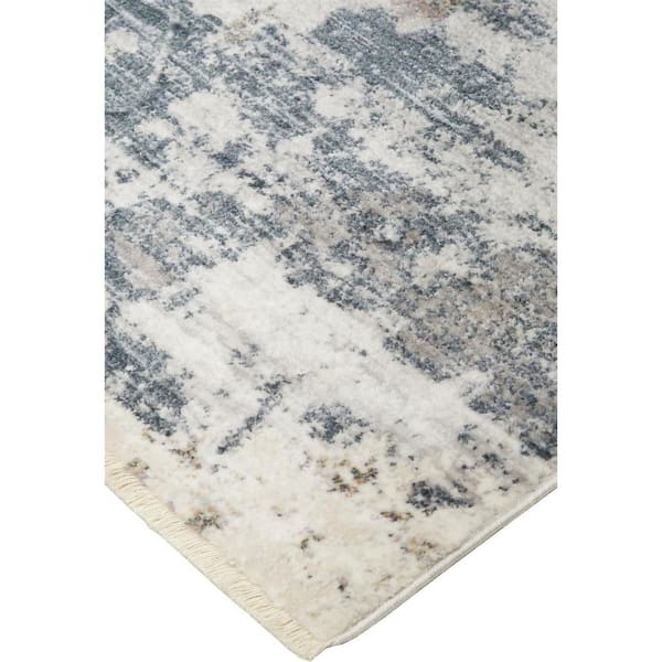 8 ft. X 10 ft. Blue and Ivory Abstract Area Rug