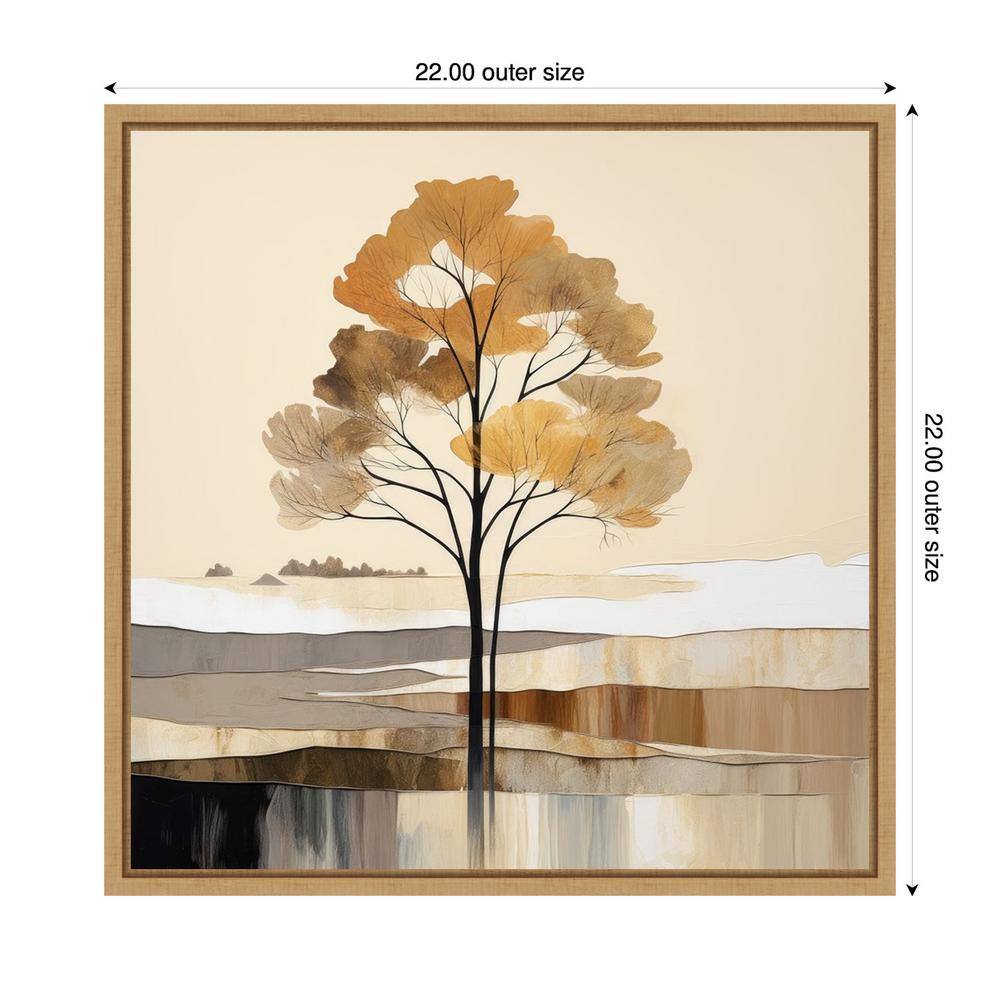 Woodland Charm II Autumnal Abstract Canvas Print with Maple Frame