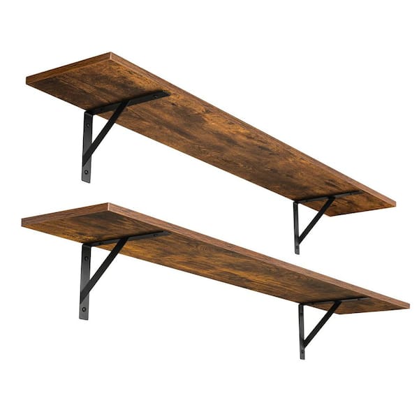 Unbranded 47in. W x 8 in. D Floating Decorative Wall Shelf Set of 2, Extra Large Wall Storage Ledges with Sturdy Metal Brackets