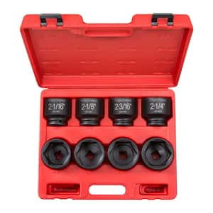 2-1/16-2-1/2 Cr-Mo Steel 6-Point Stark Premium 3/4 inch Drive Large Jumbo Shallow Impact Socket Set SAE 8-Piece Socket Set with Carrying Case 