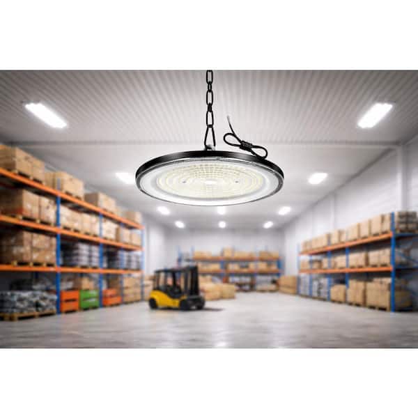 0.85 ft. 400-Watt Equivalent LED High Bay Light Black Adjustable Fixture for Warehouse Garage, 4-Pack