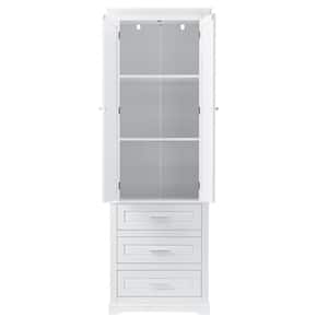 32.6 in. W x 19.6 in. D x 62.2 in. H Linen Cabinet with 3-Drawers and 3-Doors and Adjustable Shelf in White