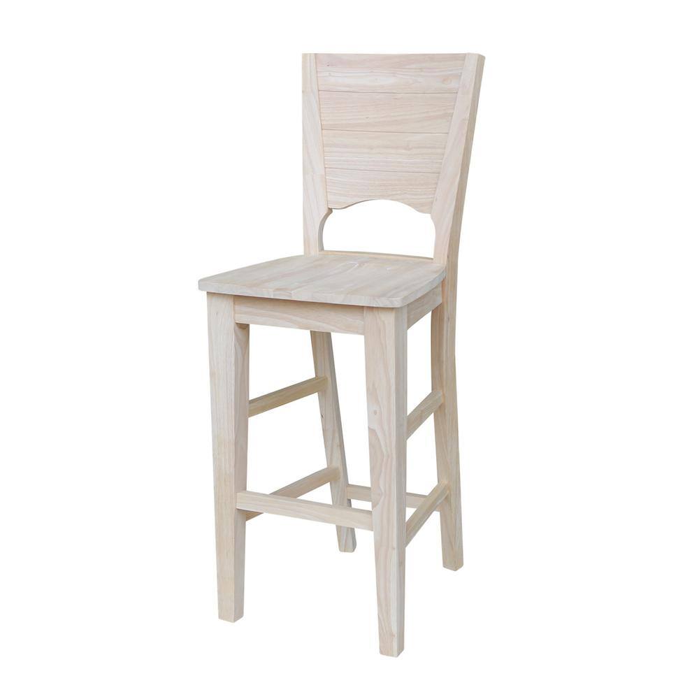 Rustic Farmhouse 30" Saddle-Style Solid Wood Barstool in Natural Brown