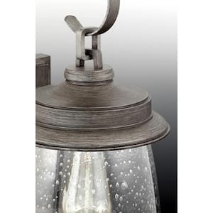 Conover Collection 1-Light Antique Pewter Clear Seeded Glass Farmhouse Outdoor Hanging Lantern Light