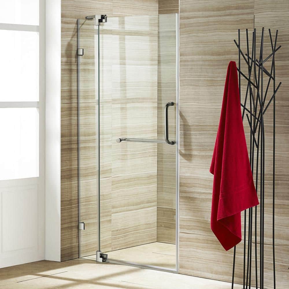 Pirouette 48" Frameless Clear Glass Pivot Shower Door Kit