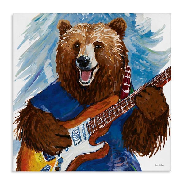 Stupell Industries Bear Playing Guitar by Seven Trees Design Unframed Animal Graphic Art Print 30 in. x 30 in.