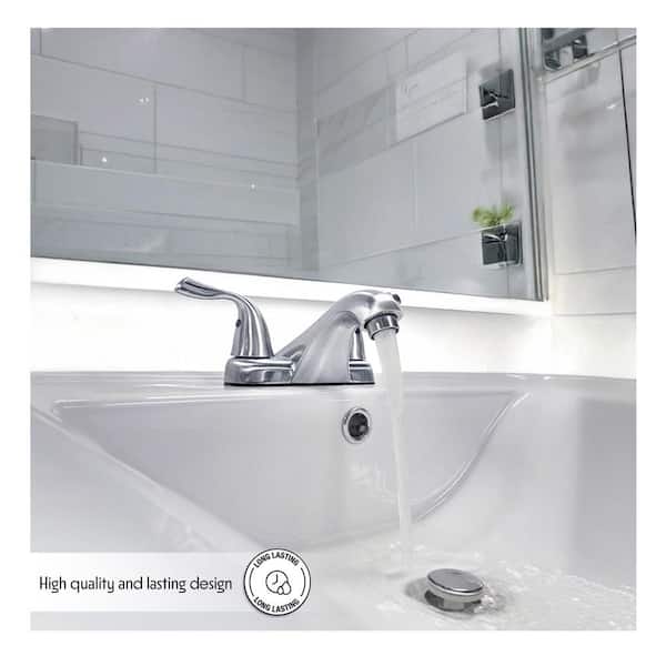Dual Wing Handle Classic Low-Rise Spout 4 in. Centerset Bathroom Lavatory Faucet without Drain Kit in Chrome