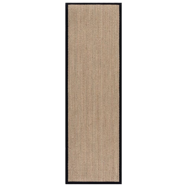 Natural Fiber 3 ft. x 7 ft. Natural/Black Border Runner Rug