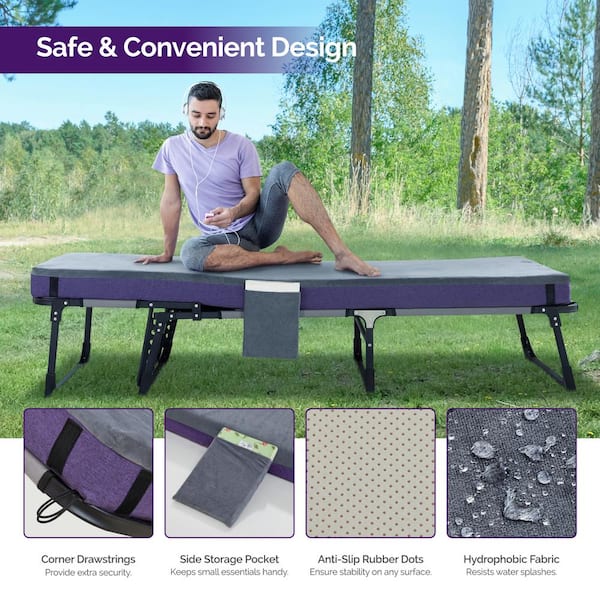 Serleep Twin Medium Firm Charcoal Memory Foam 4 in Folding Mattress