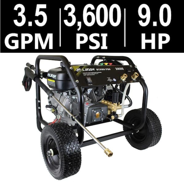 LIFAN Hydro Pro Series 3,600 psi 3.5 GPM AR Tri-Plex Pump Recoil Start Gas Pressure Washer with Panel Mounted Controls CARB