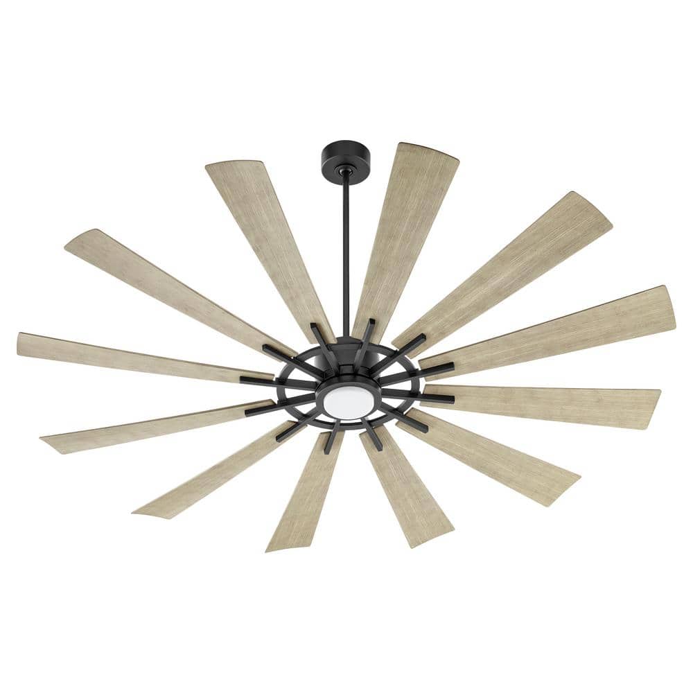 "CIRQUE 72"" in. 12 Blades 1 Light 18 watts LED Matte Black/Weathered Gray Damp Ceiling Fan" price history on PriceWatchPro