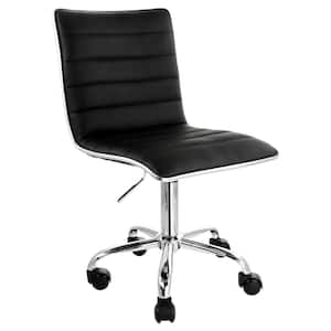 Faux Leather Adjustable Height Rolling Office Drafting Chair in Black