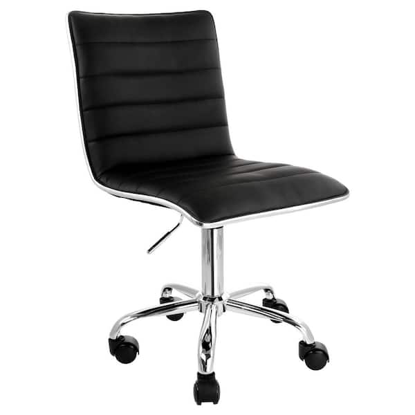 Elama Faux Leather Adjustable Height Rolling Office Drafting Chair in Black