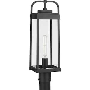 1-Light Textured Black Walcott Aluminum Hardwired Outdoor Weather Resistant Post Light with No Bulbs Included