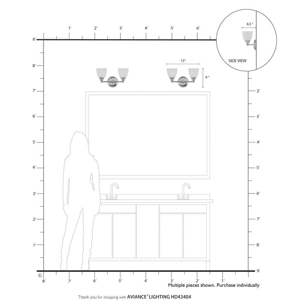 Somerville Brushed Nickel 2-Light Vanity with Satin Opal White Glass