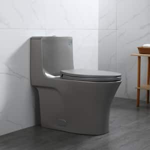 One-Piece 1.1/1.6 GPF Dual Flush Elongated Toilet in Light Grey