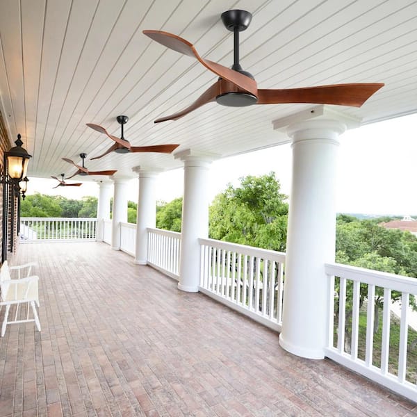 Sofucor 52 in. Indoor/Outdoor Black Ceiling Fan with Remote