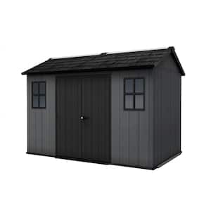 Newton 11 ft. W x 7.5 ft. D Durable Resin Plastic Storage Shed with Flooring Grey (82 sq. ft.)