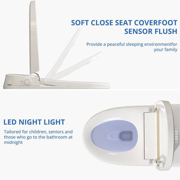 Relyblo intelligent Elongated Bidet Toilet 1.27 GPF in Gold White with Auto Open/Close and Foot Sensing