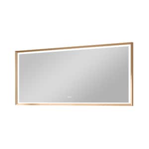 84 in. W x 40 in. H Large Rectangular Aluminum Framed Wall Bathroom Vanity Mirror in Brushed Gold, Backlight LED Mirror