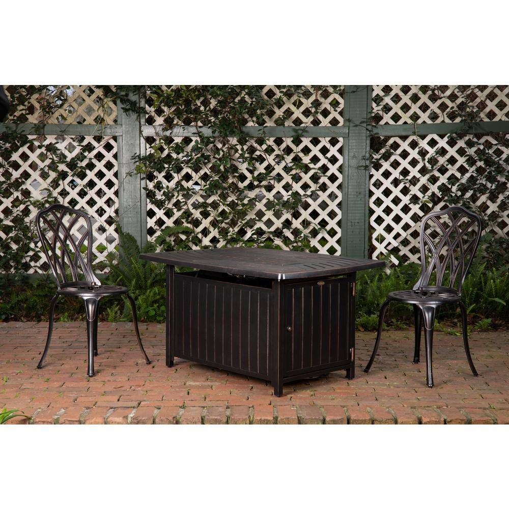 Bravos Antique Bronze Rectangular Aluminum Gas Fire Pit Table