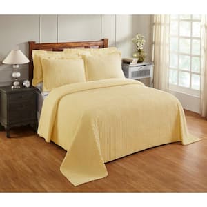 Jullian Collection 3-Piece Yellow Full 100% Cotton Tufted Unique Luxurious Bedspread Set