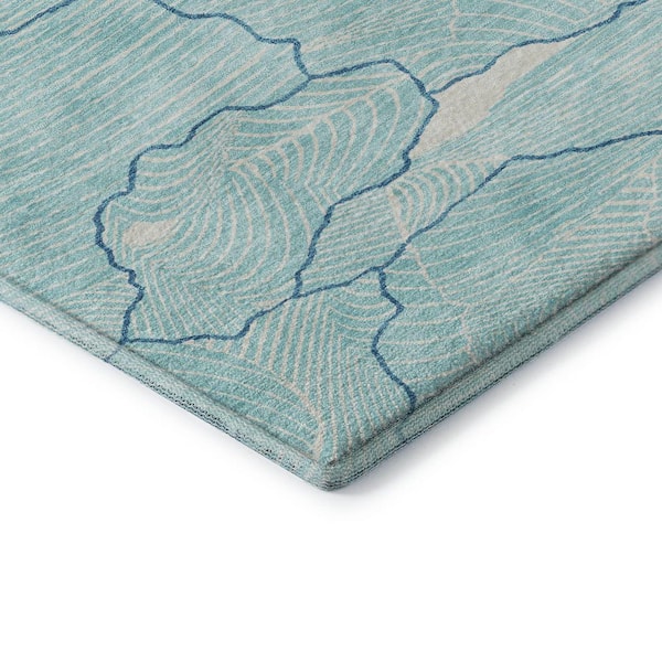 Mayfield Premium Machine Washable Abstract AMF1048 Aqua 5 ft. x 7 ft. 6 in. Area Rug