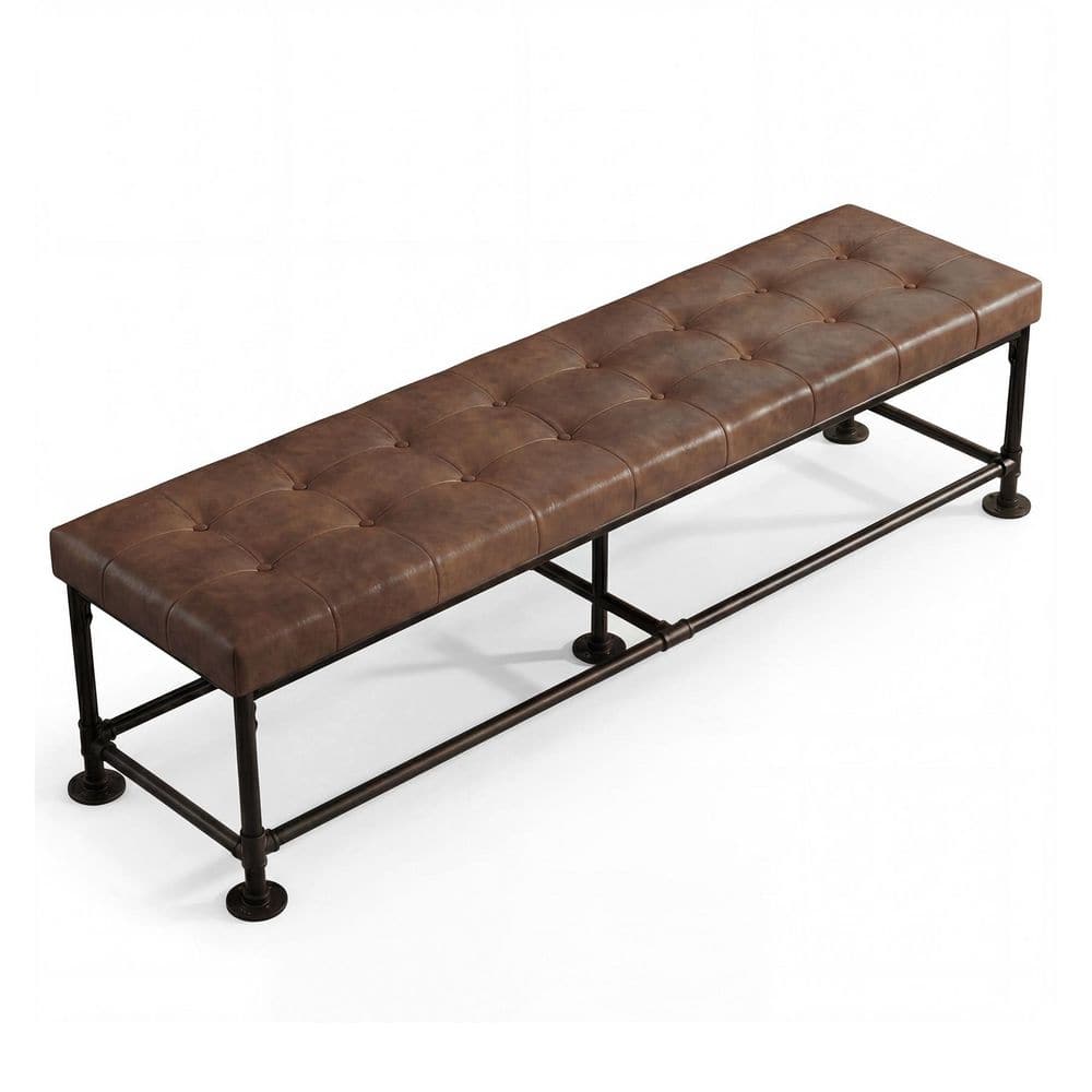 63 in. Brown Entryway Bench with Think Soft Cushion,Long Shoe Bench with Reinforced Footpads for Living Room, Bedroom price history on PriceWatchPro